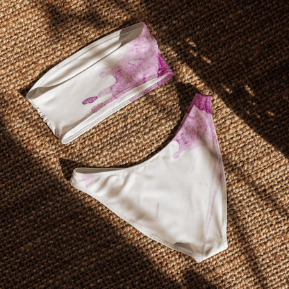 Watercolour Pink Splash - Womens Bandeau Bikini