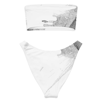 Watercolour Grey Splash - Womens Bandeau Bikini