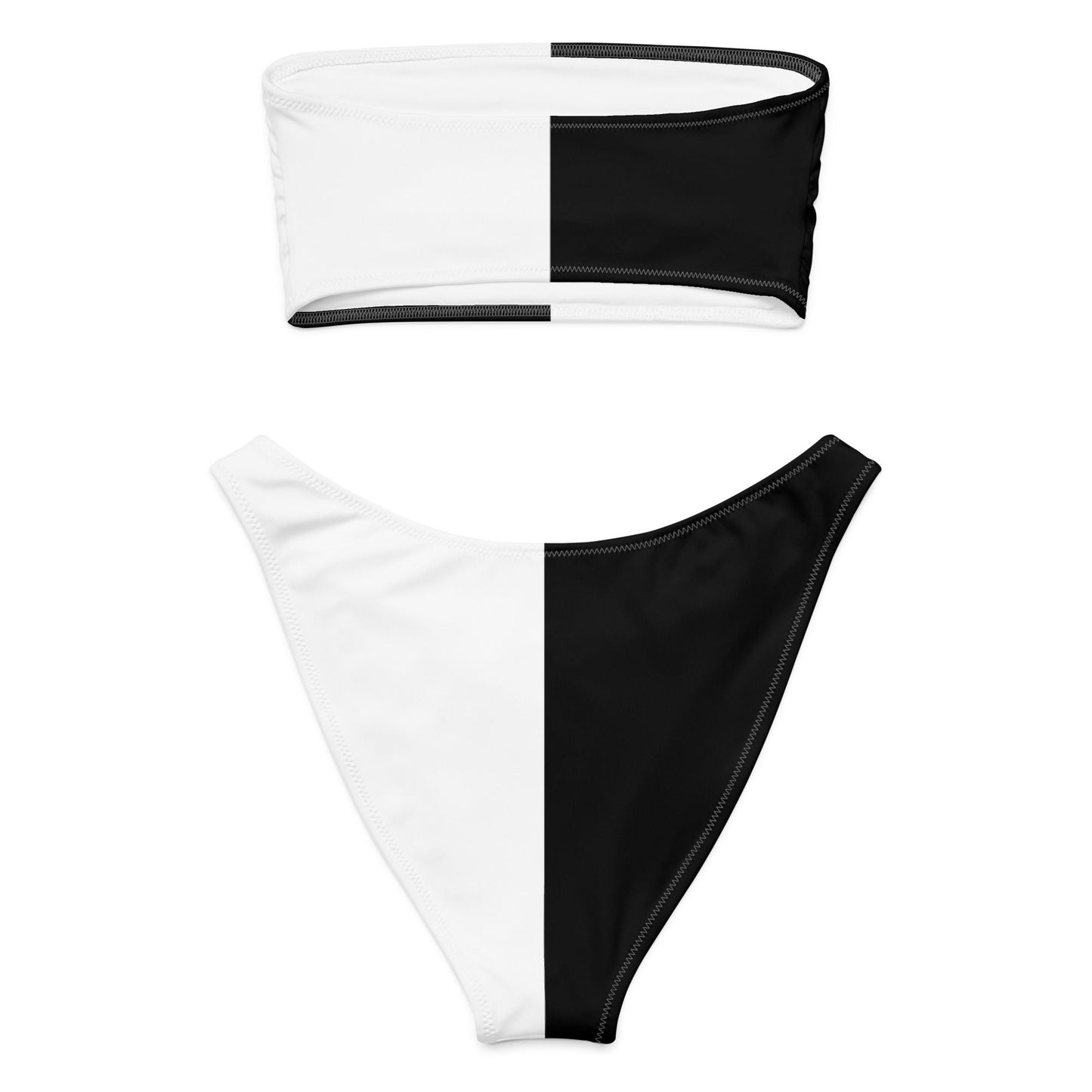 Half Black Half White - Womens Bandeau Bikini