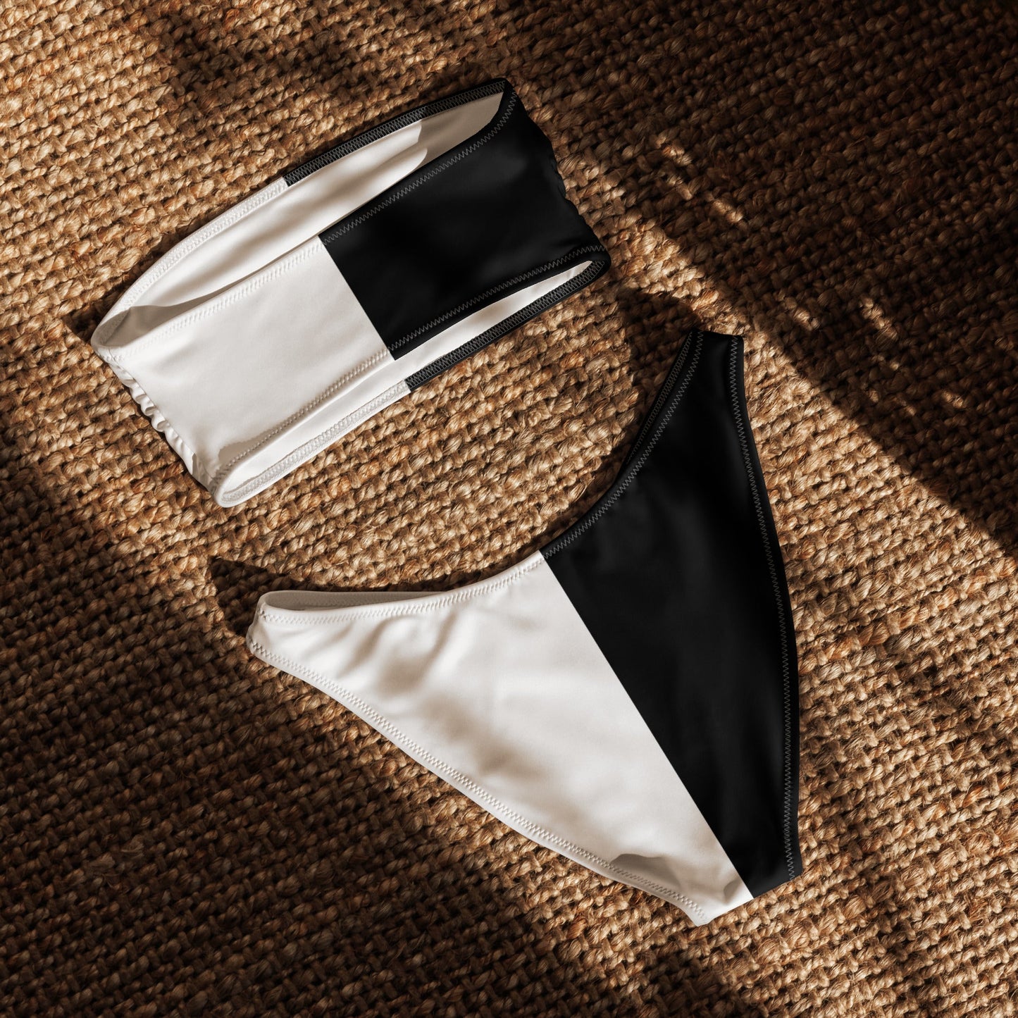 Half Black Half White - Womens Bandeau Bikini