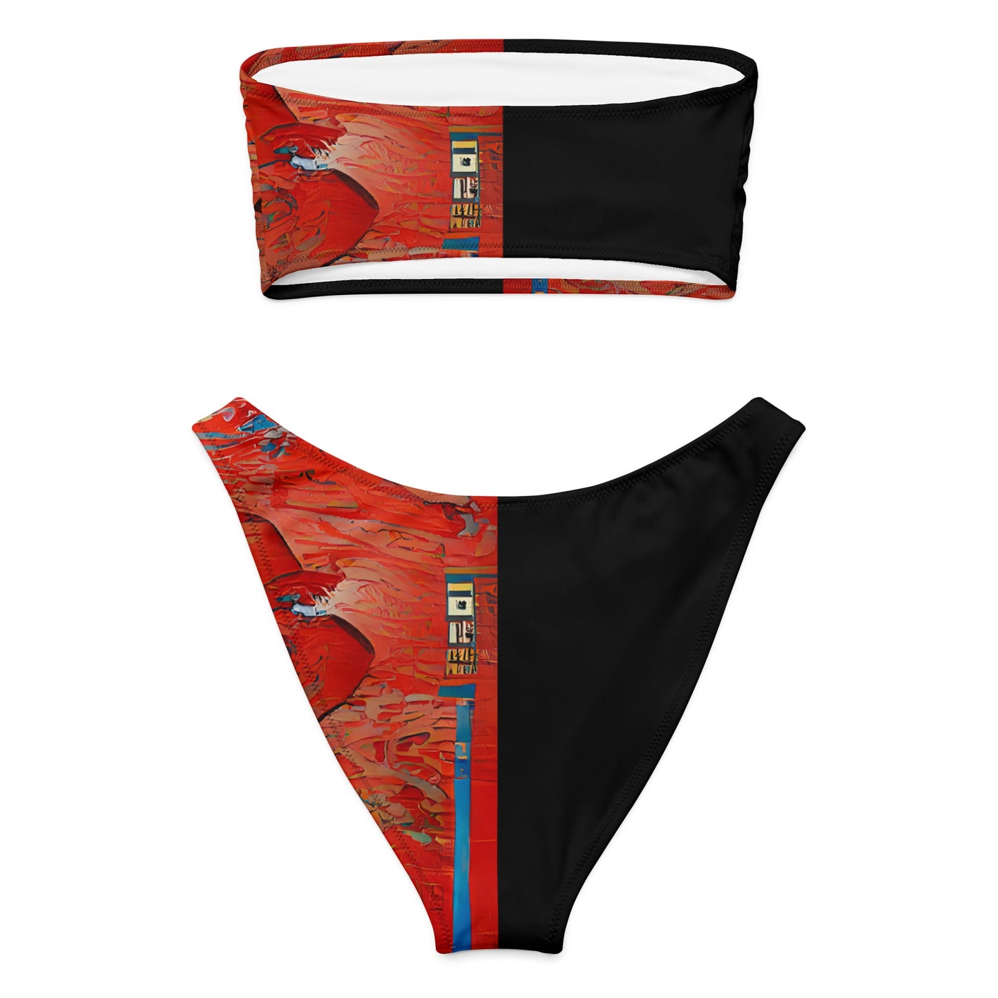 Half Black Half Hónghǎi - Womens Bandeau Bikini