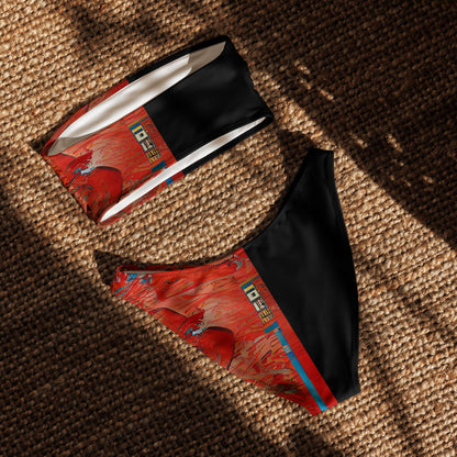 Half Black Half Hónghǎi - Womens Bandeau Bikini