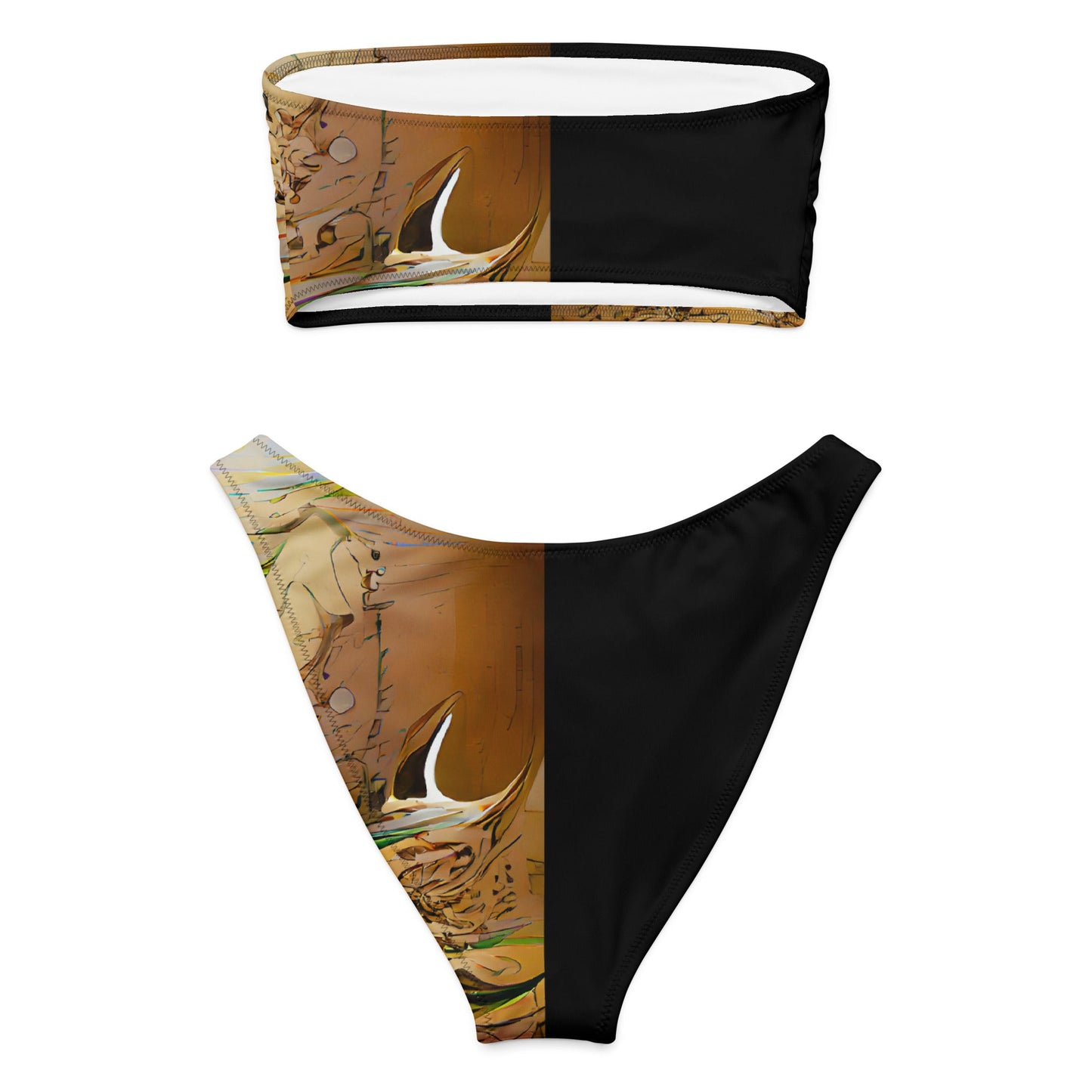 Half Black Half Gāolàng - Womens Bandeau Bikini