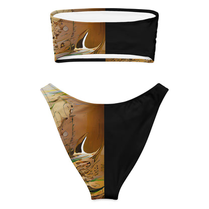 Half Black Half Gāolàng - Womens Bandeau Bikini