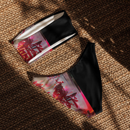 Half Black Half Báijiǔ - Womens Bandeau Bikini