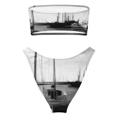 The Sleeping Yachts (at Night) - Womens Bandeau Bikini