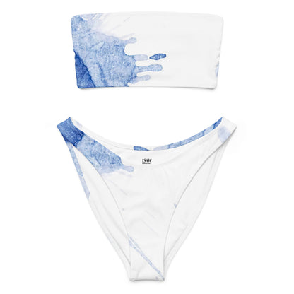 Watercolour Blue Splash - Womens Bandeau Bikini