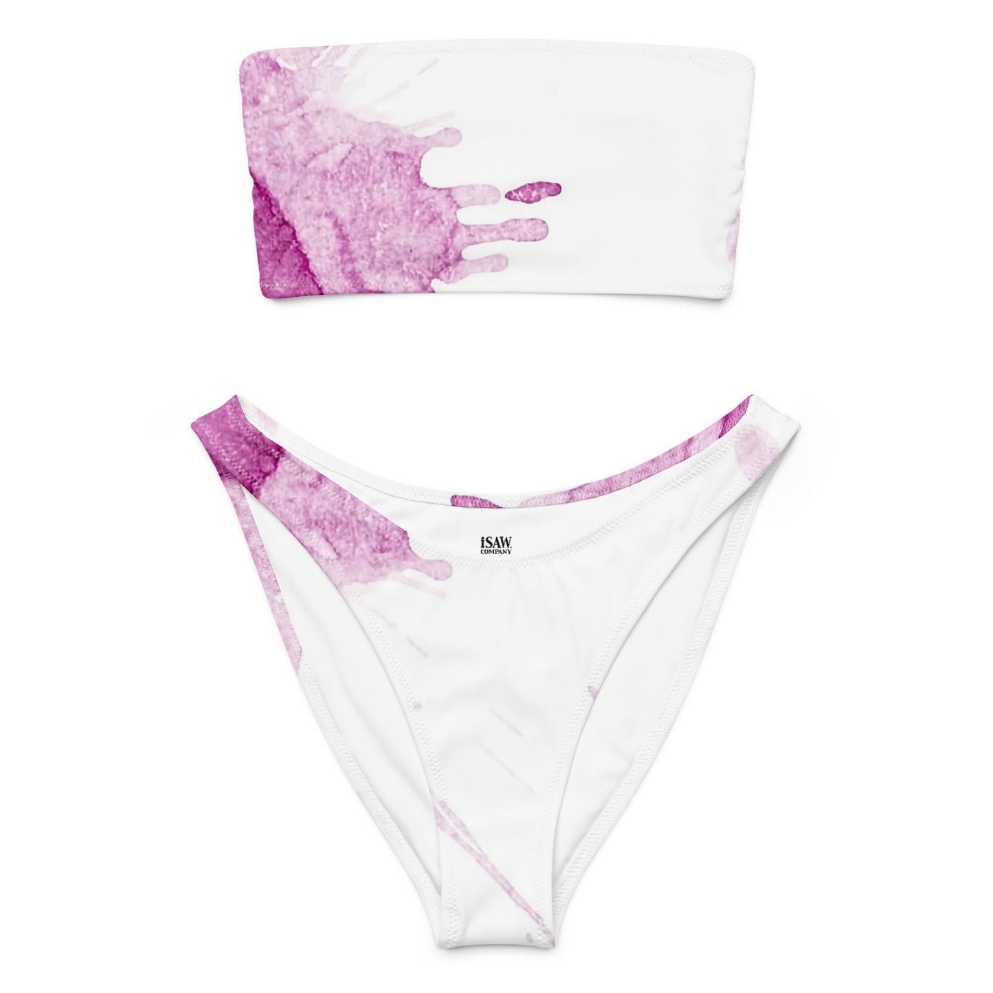 Watercolour Pink Splash - Womens Bandeau Bikini