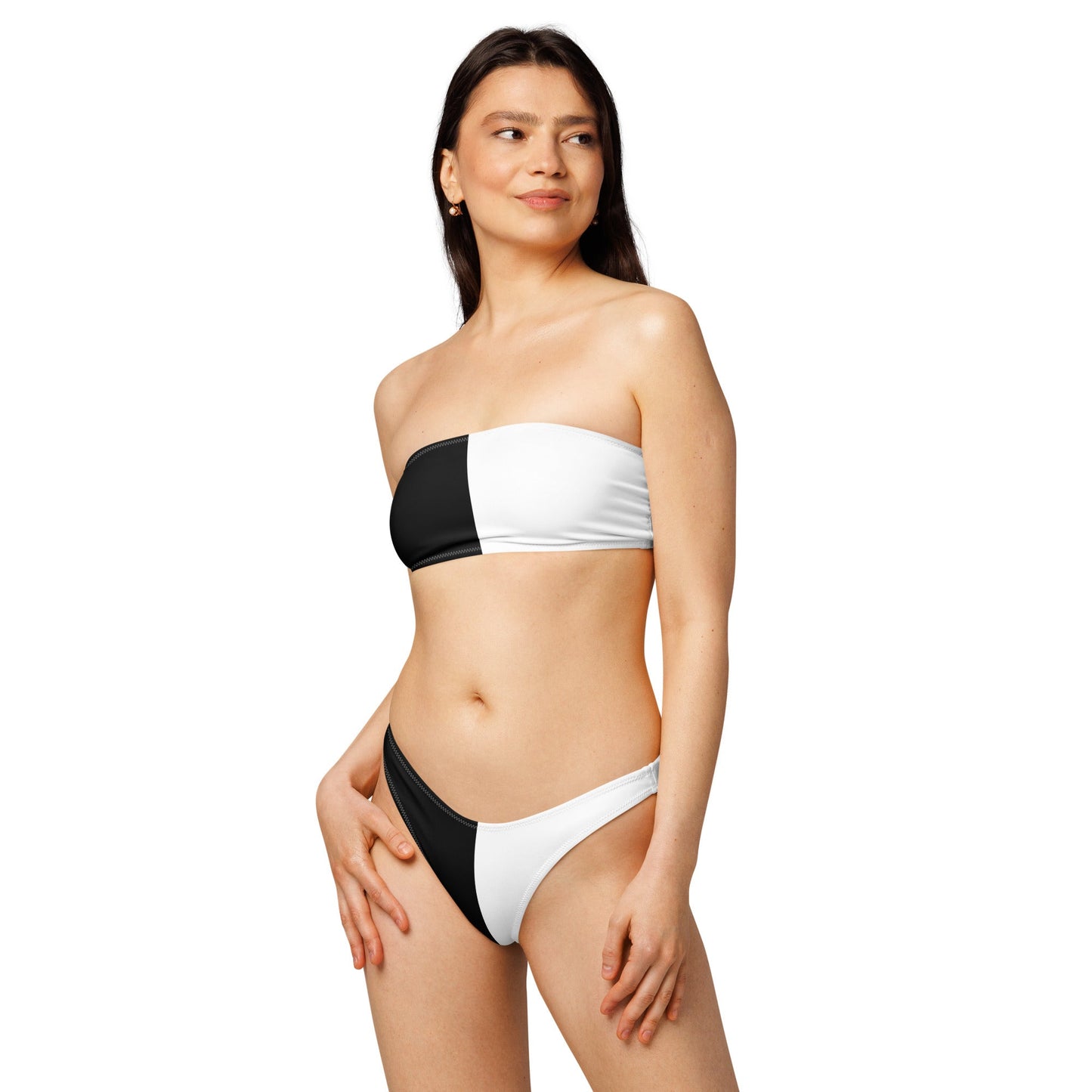 Half Black Half White - Womens Bandeau Bikini