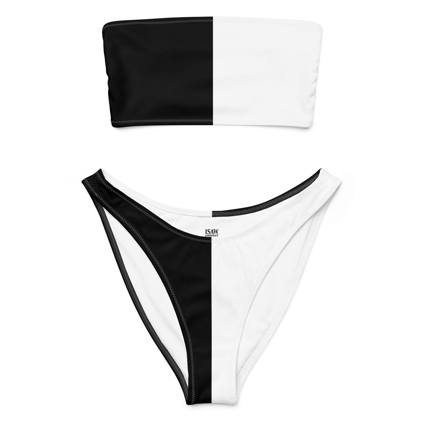 Half Black Half White - Womens Bandeau Bikini