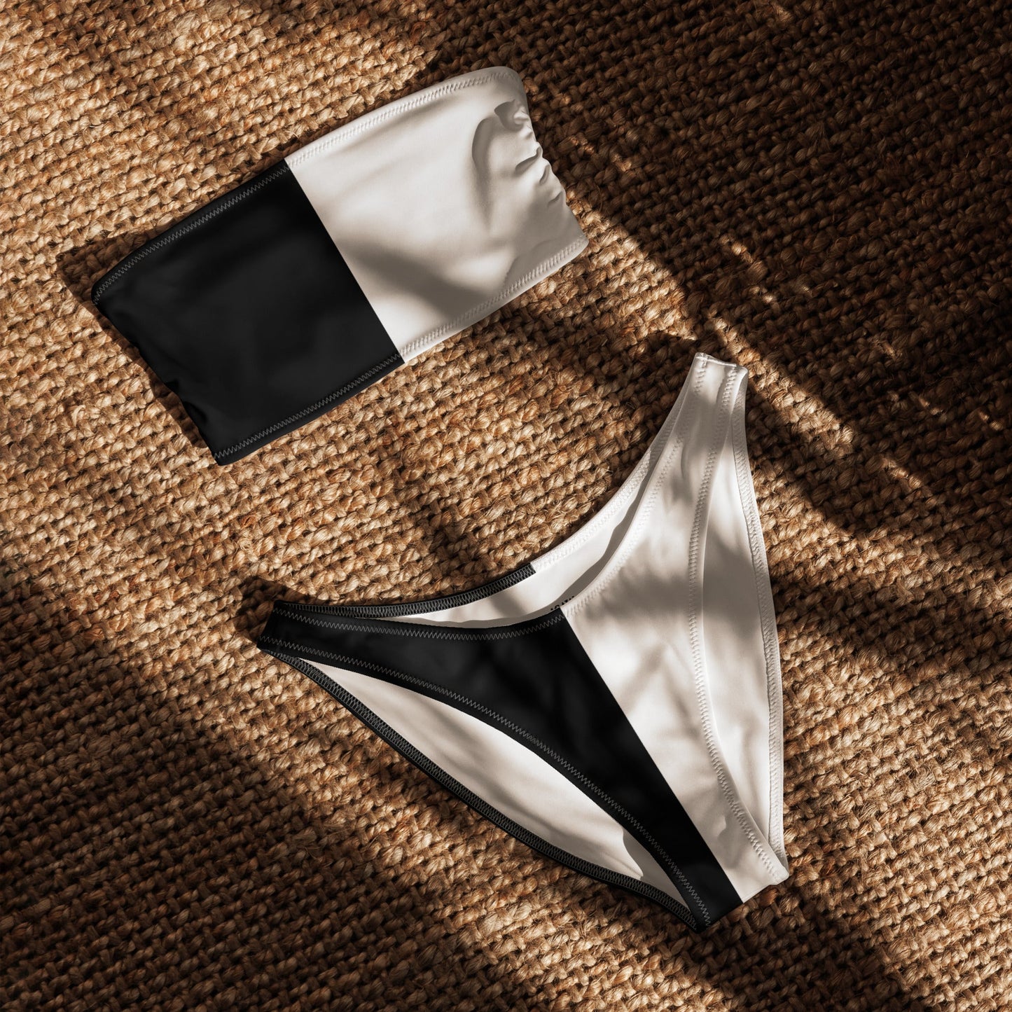 Half Black Half White - Womens Bandeau Bikini