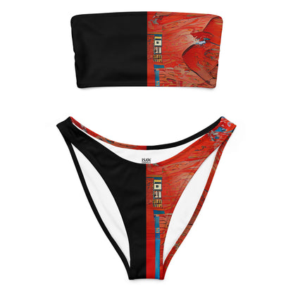 Half Black Half Hónghǎi - Womens Bandeau Bikini