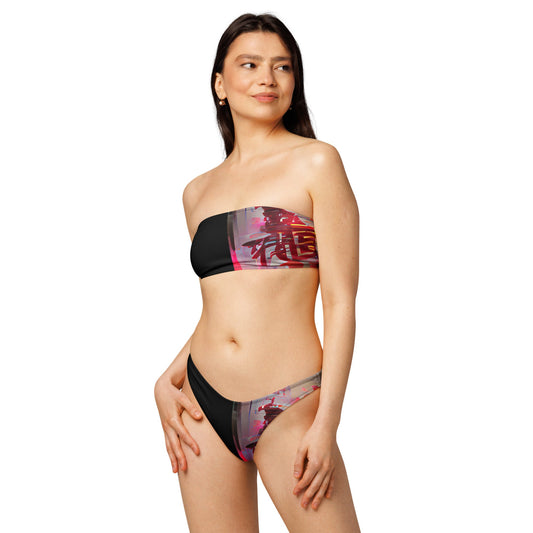 Half Black Half Báijiǔ - Womens Bandeau Bikini