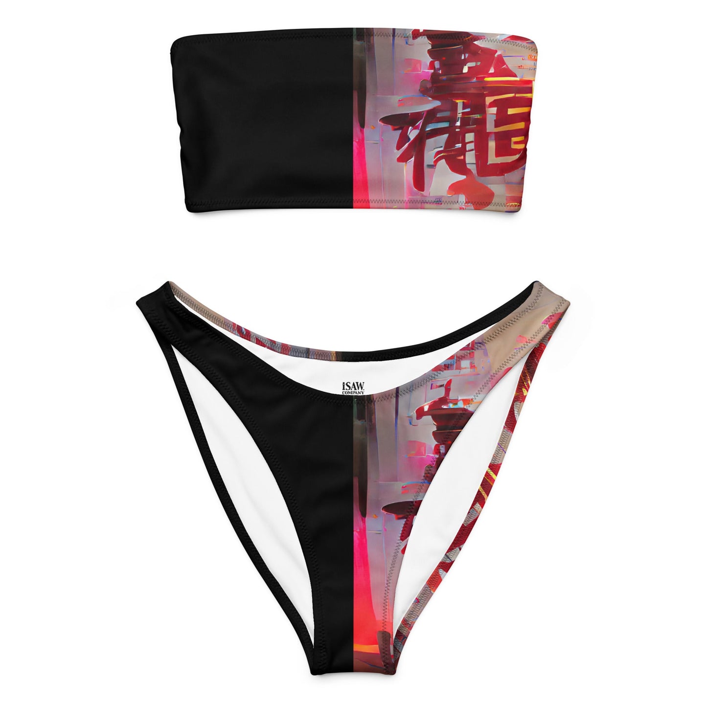 Half Black Half Báijiǔ - Womens Bandeau Bikini