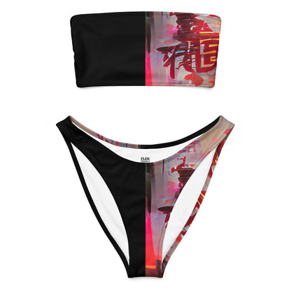 Half Black Half Báijiǔ - Womens Bandeau Bikini