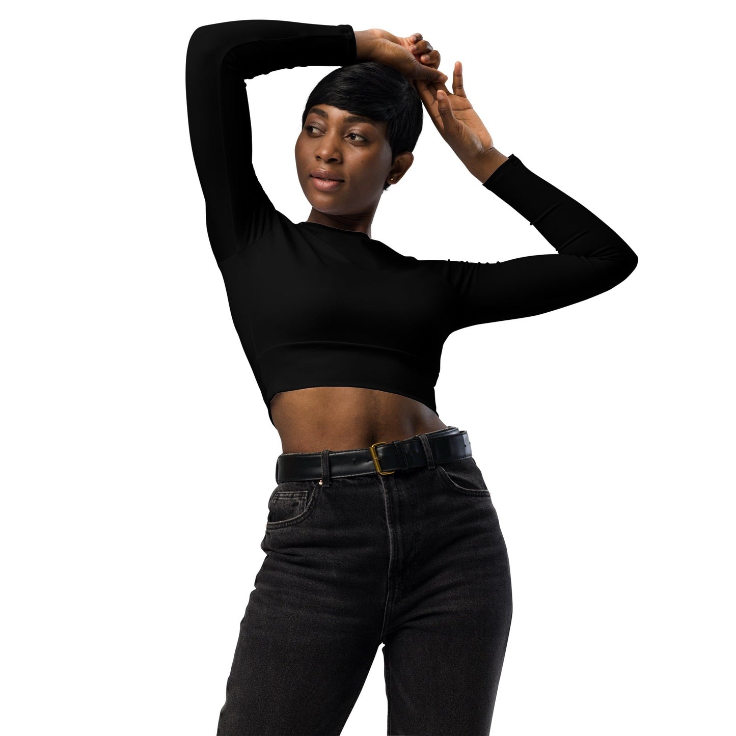 iSAW Womens Black Cropped Rash Guard
