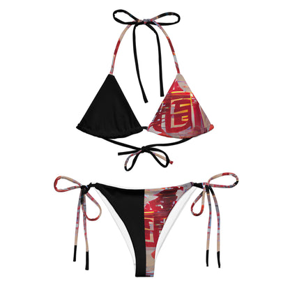 Half Black Half Báijiǔ - Womens String Bikini