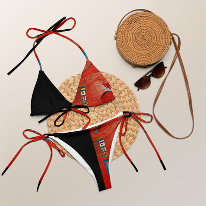 Half Black Half Hónghǎi - Womens String Bikini