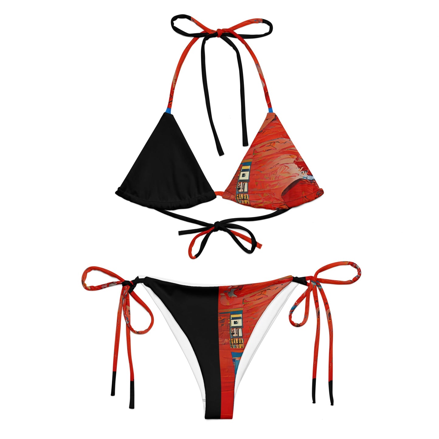 Half Black Half Hónghǎi - Womens String Bikini