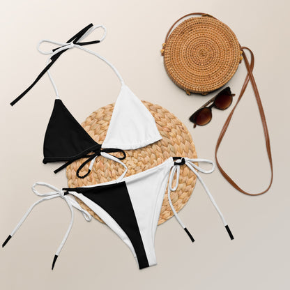 Half Black Half White - Womens String Bikini
