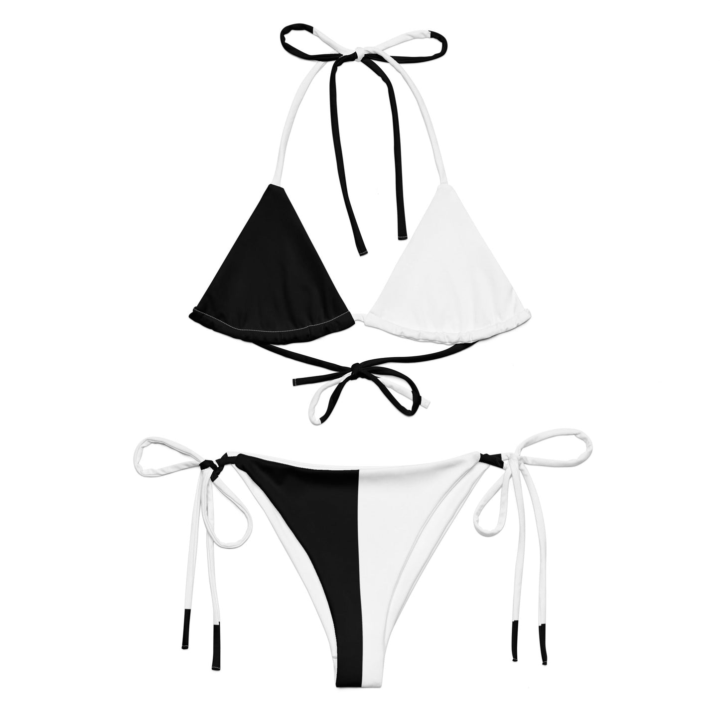 Half Black Half White - Womens String Bikini