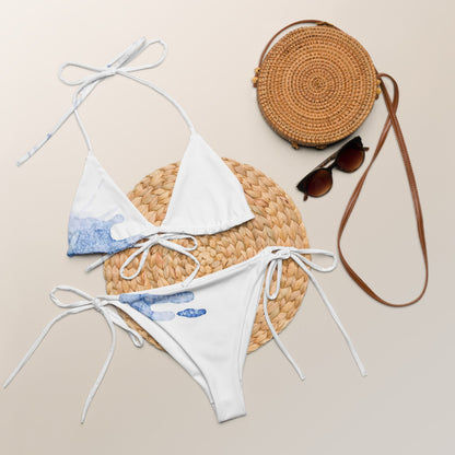 Watercolour Blue Splash - Womens String Bikini