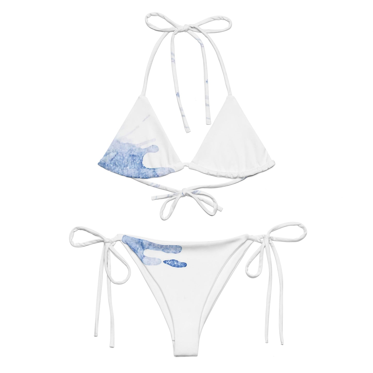 Watercolour Blue Splash - Womens String Bikini