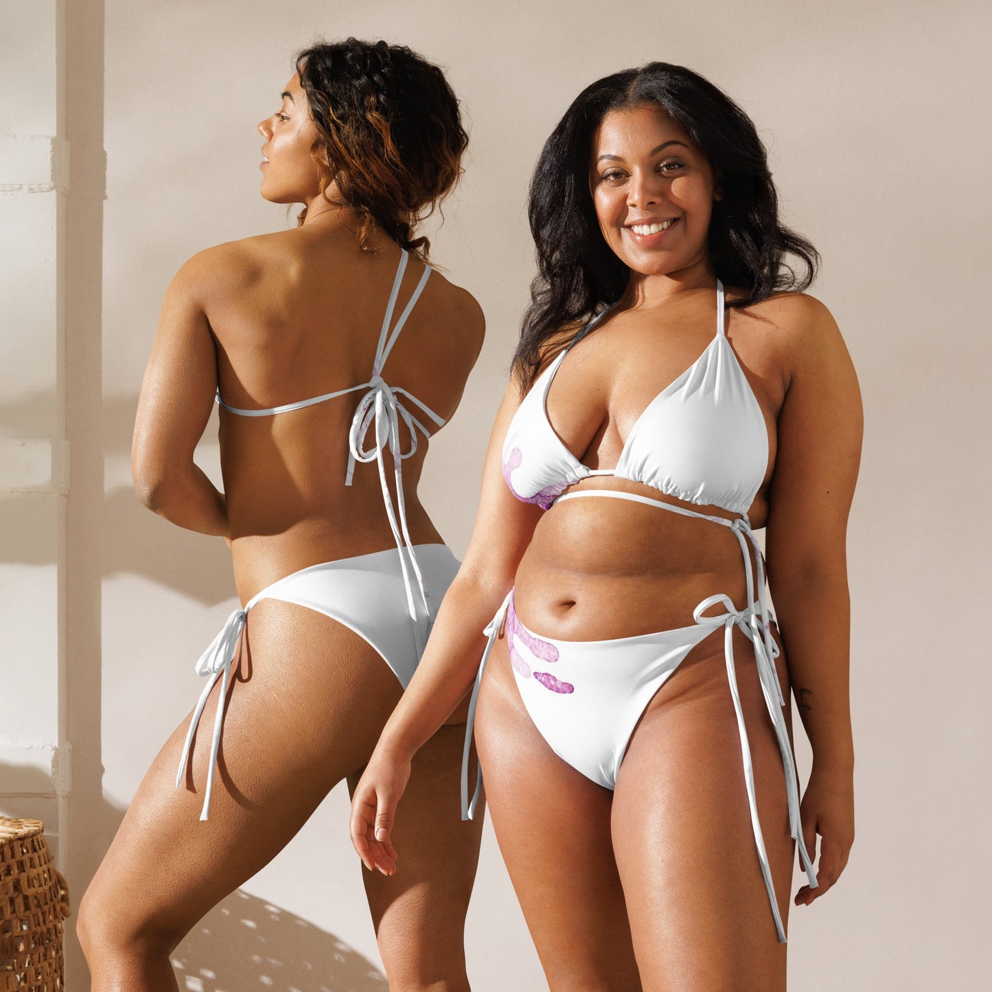 Watercolour Pink Splash - Womens String Bikini