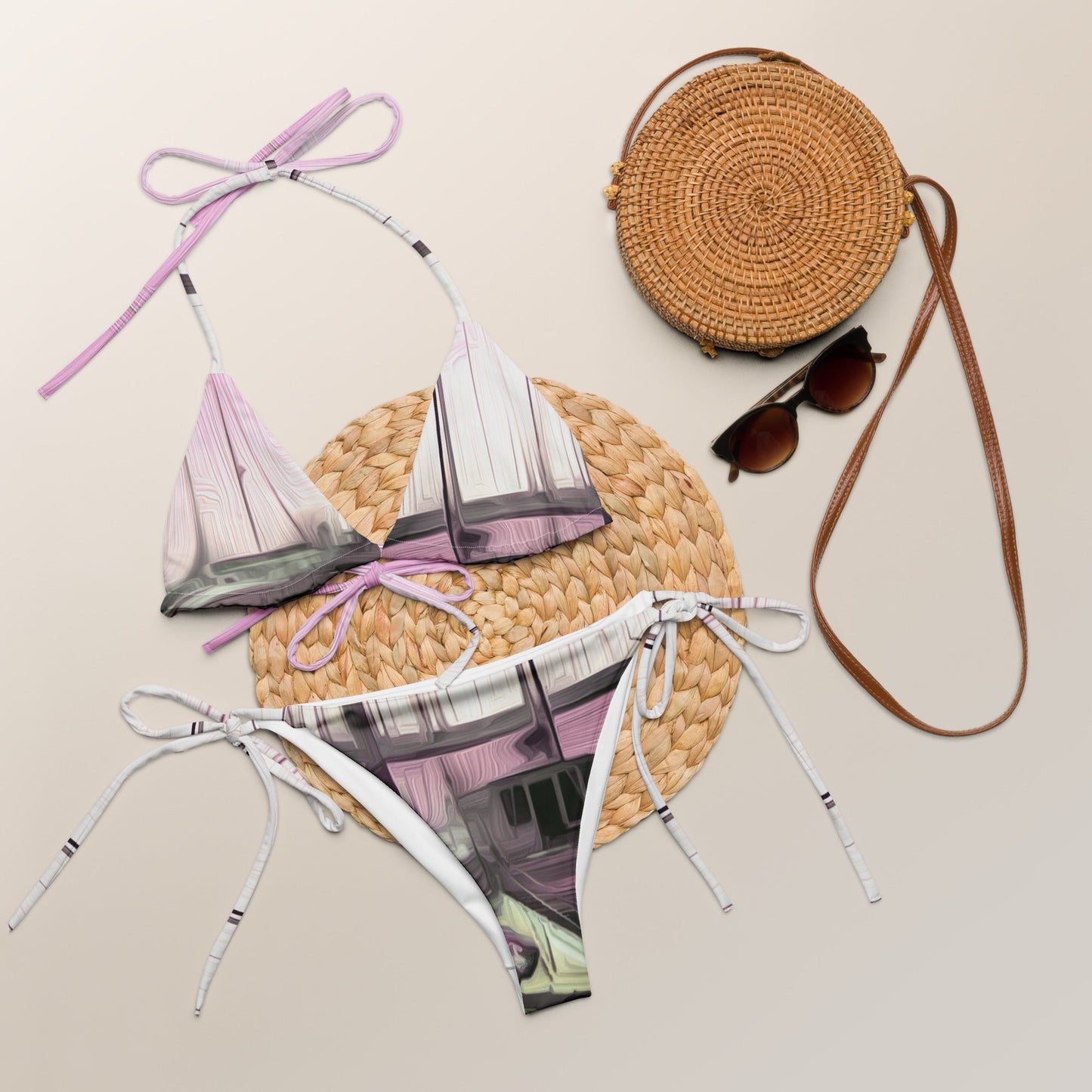 The Sleeping Yachts (at Evening) - Womens String Bikini