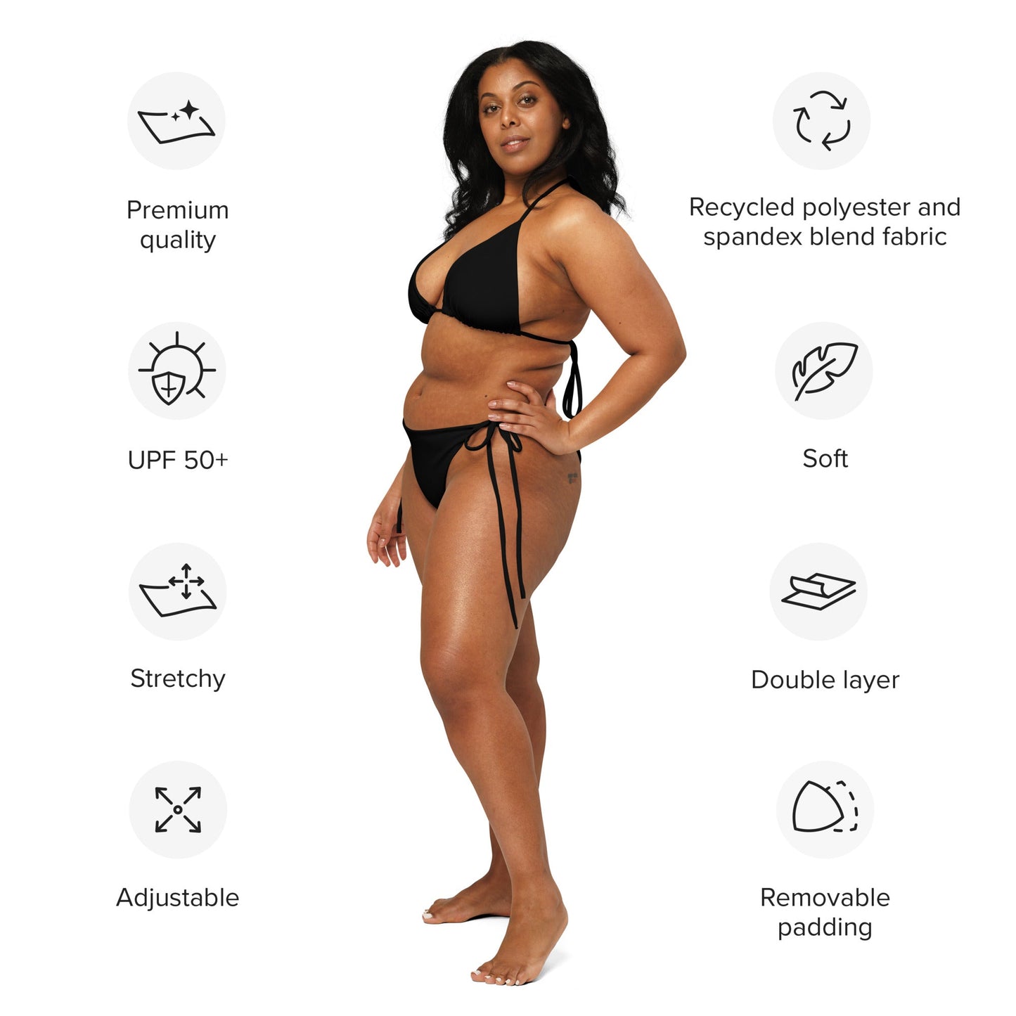 iSAW Womens Black String Bikini
