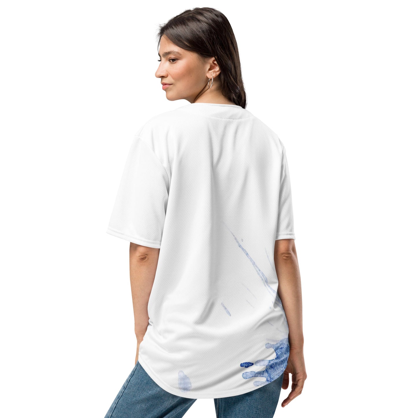 Watercolour Blue Splash - Unisex Baseball Jersey