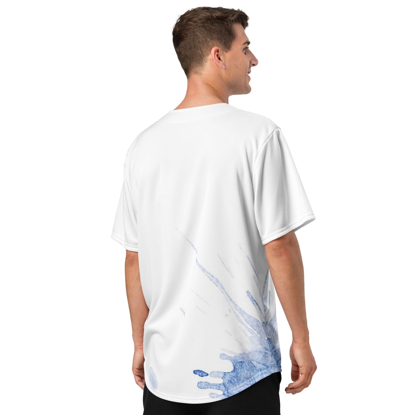Watercolour Blue Splash - Unisex Baseball Jersey