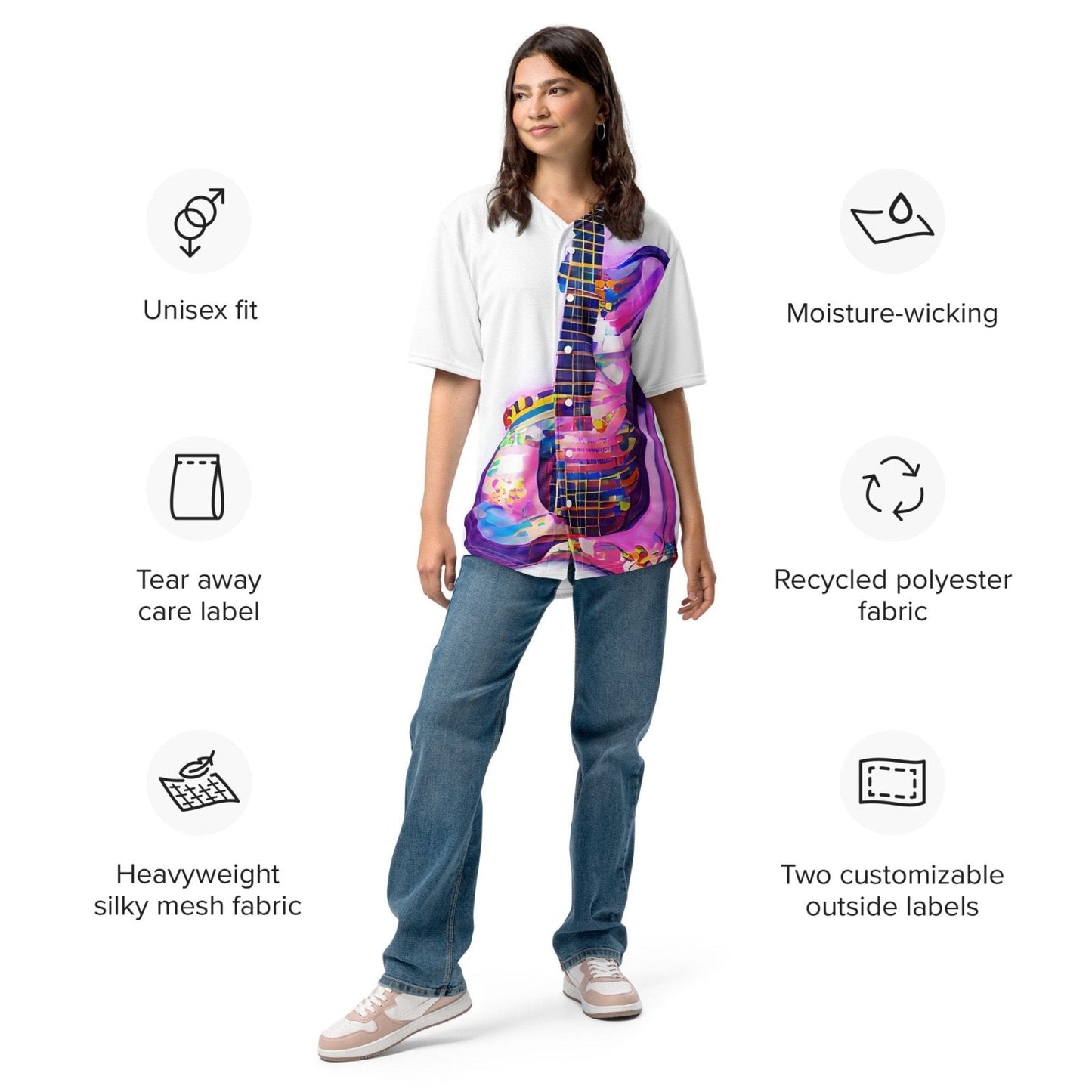 Hippie Guitar - Womens Baseball Jersey