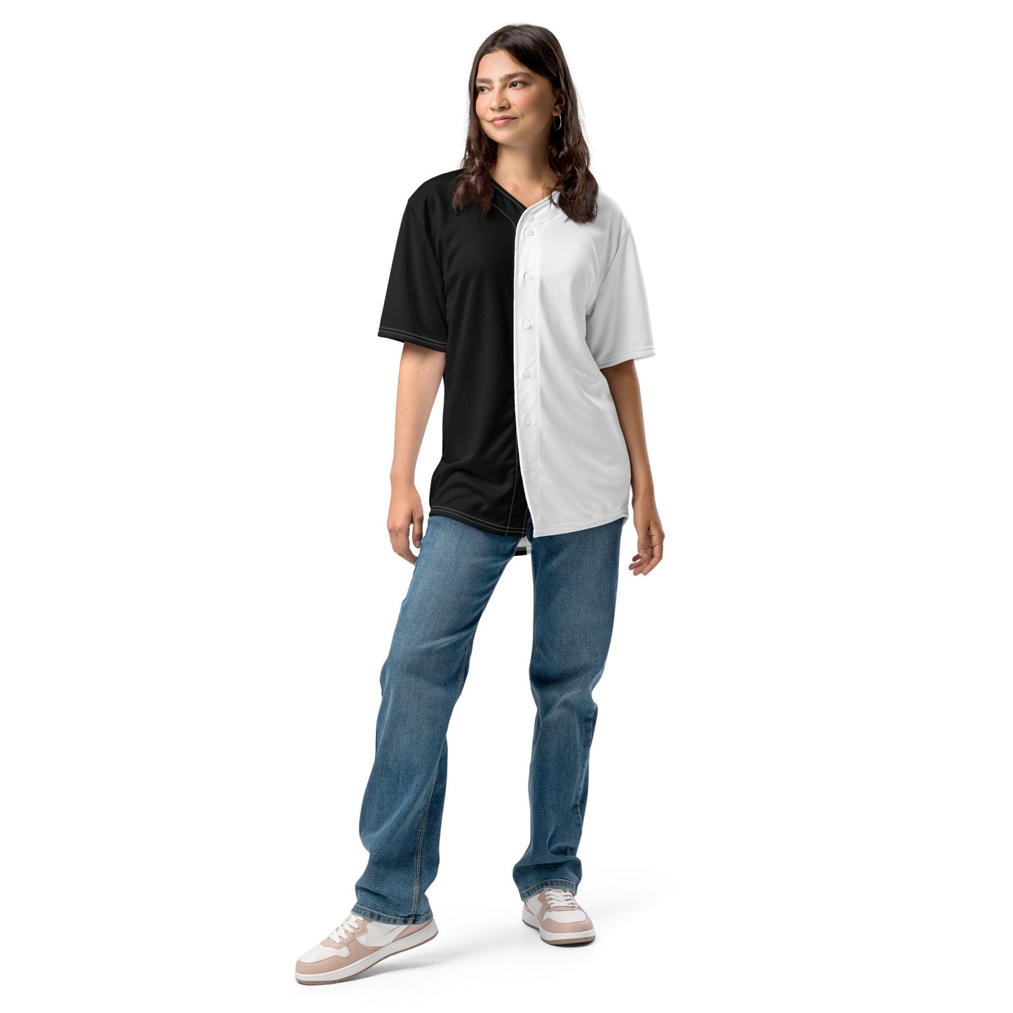 Half Black Half White - Unisex Baseball Jersey