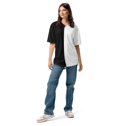Half Black Half White - Unisex Baseball Jersey