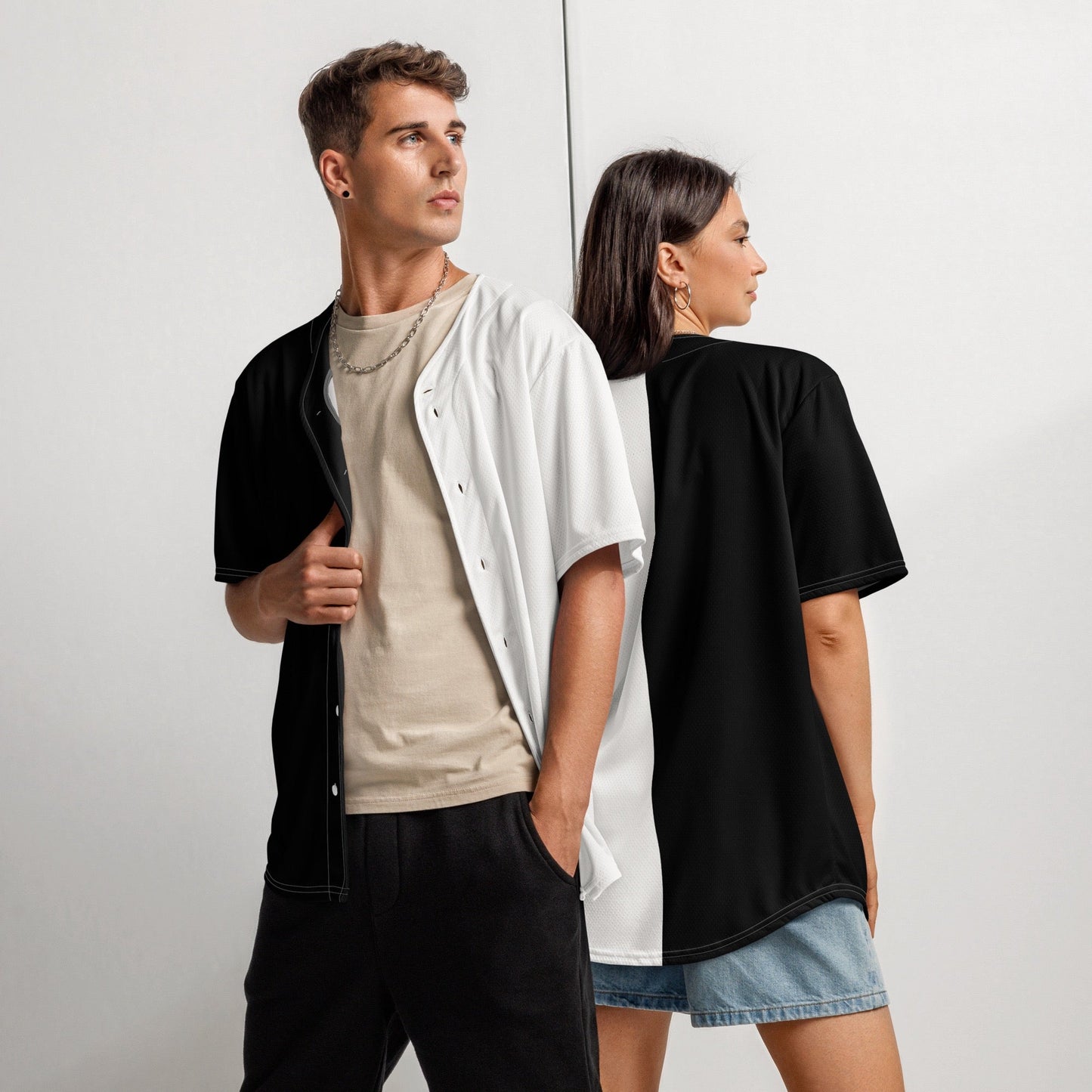 Half Black Half White - Unisex Baseball Jersey