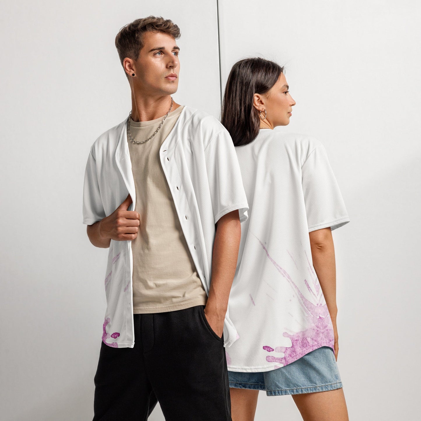 Watercolour Pink Splash - Unisex Baseball Jersey