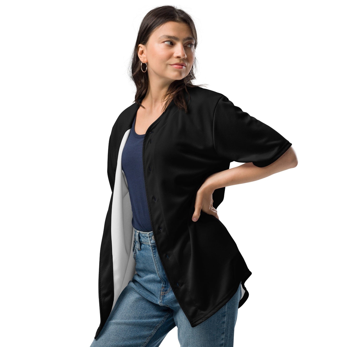 iSAW Unisex Black Baseball Jersey