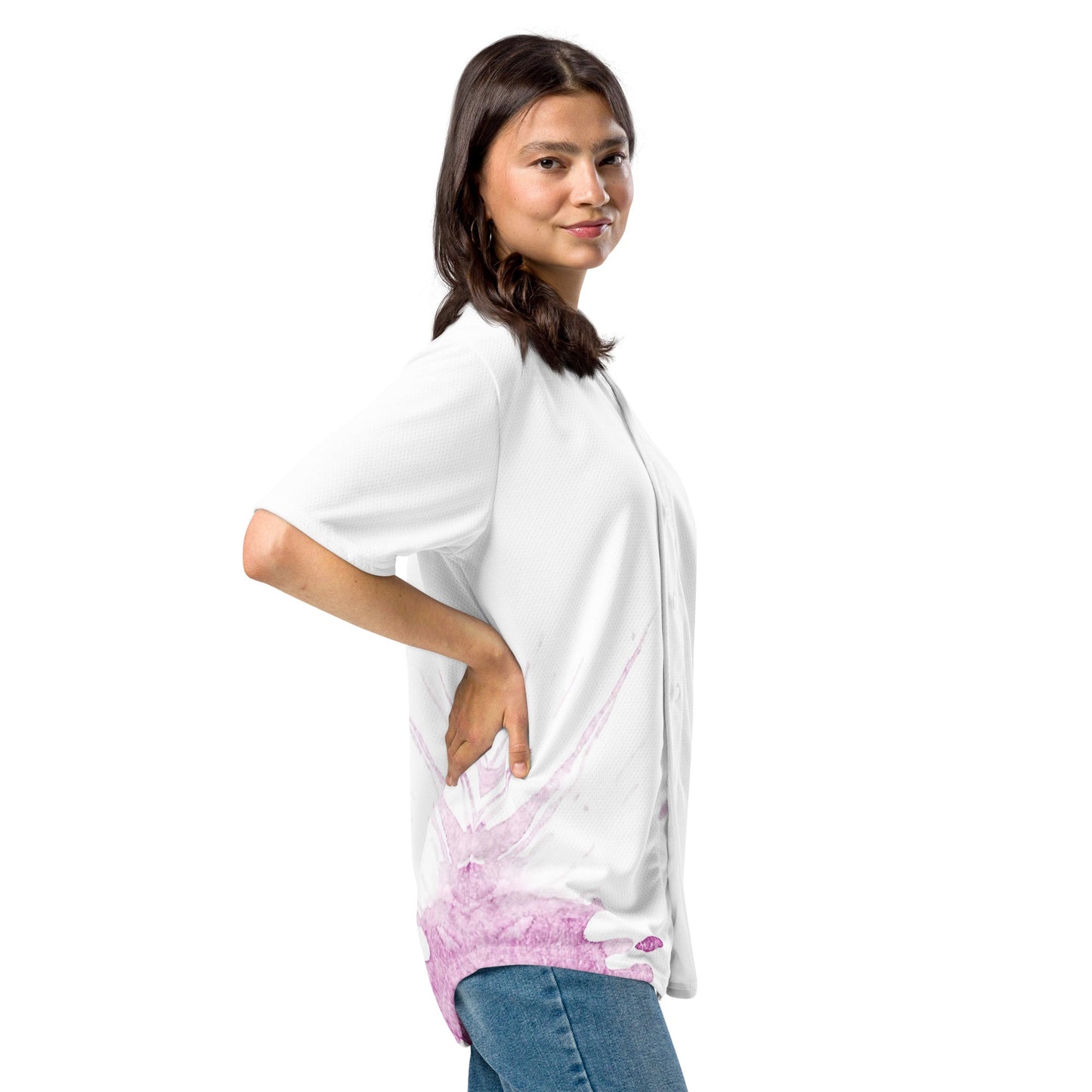 Watercolour Pink Splash - Unisex Baseball Jersey