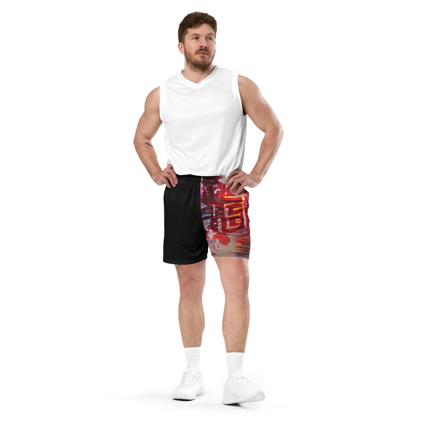 Half Black Half Báijiǔ - Unisex Mesh Shorts
