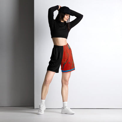Half Black Half Hónghǎi - Unisex Mesh Shorts