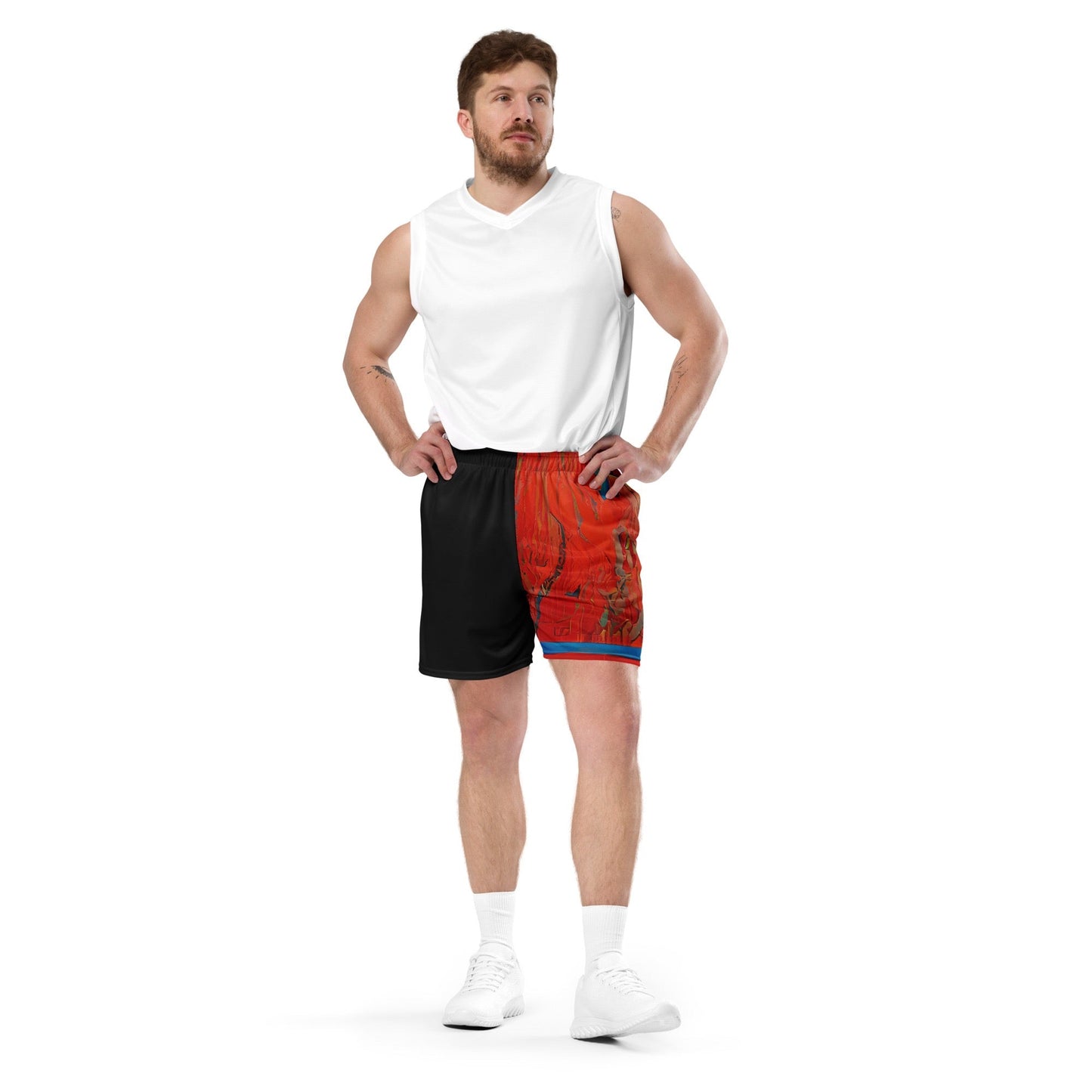 Half Black Half Hónghǎi - Unisex Mesh Shorts