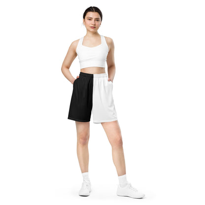 Half Black Half White - Unisex Mesh Shorts