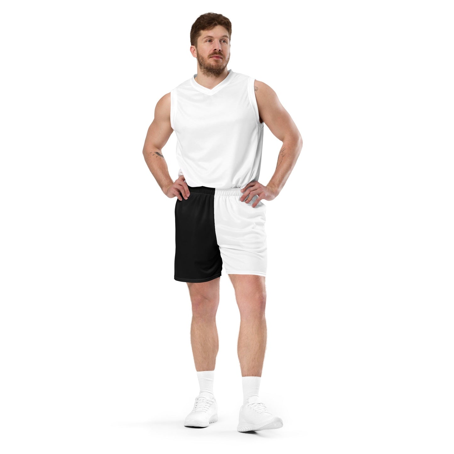 Half Black Half White - Unisex Mesh Shorts