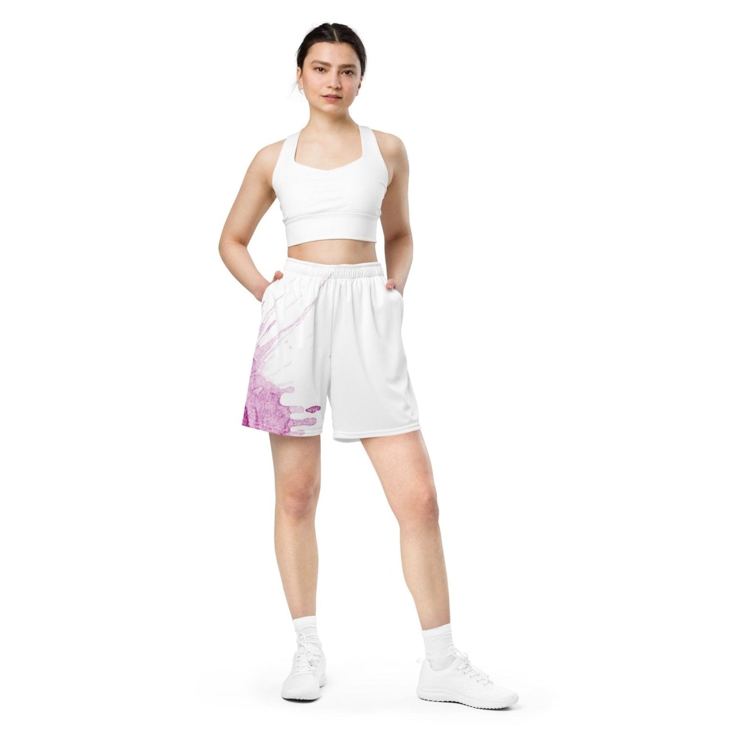 Watercolour Pink Splash - Unisex Mesh Shorts