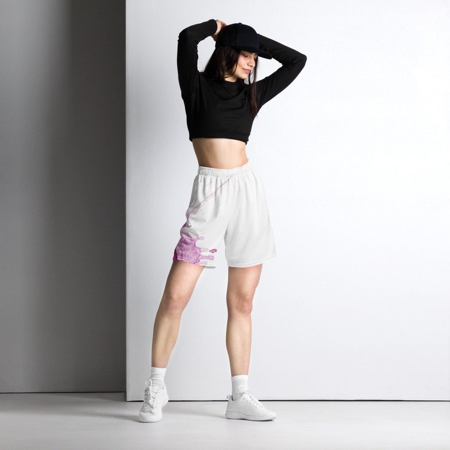Watercolour Pink Splash - Unisex Mesh Shorts