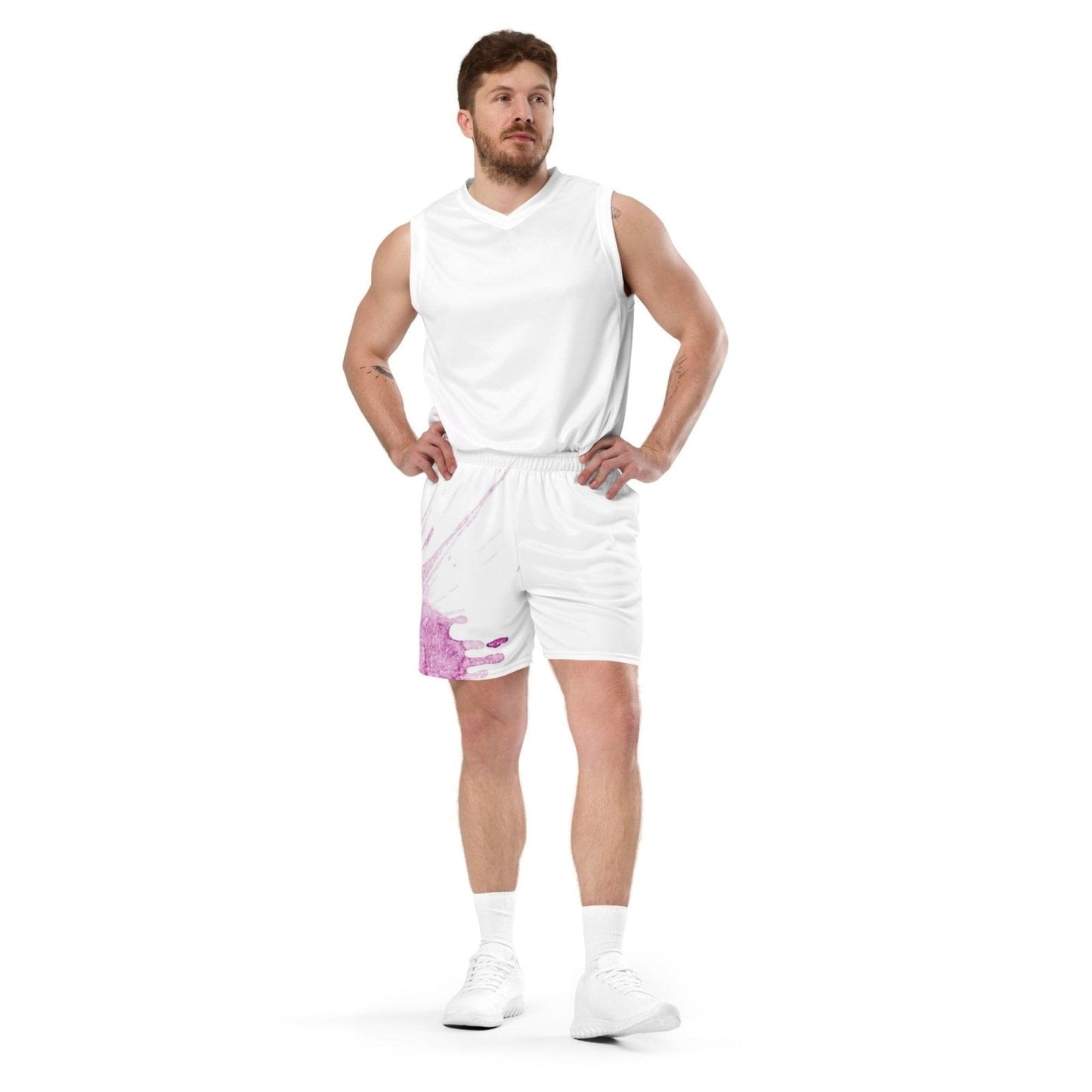 Watercolour Pink Splash - Unisex Mesh Shorts