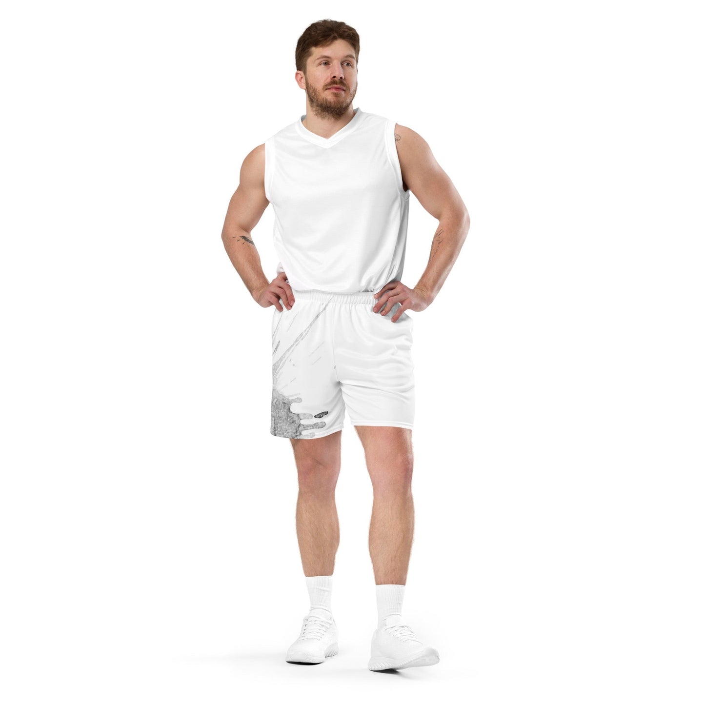 Watercolour Grey Splash - Unisex Mesh Shorts