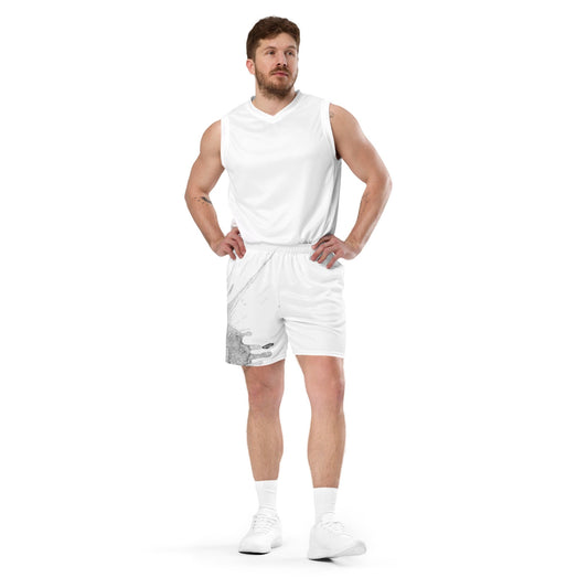 Watercolour Grey Splash - Unisex Mesh Shorts