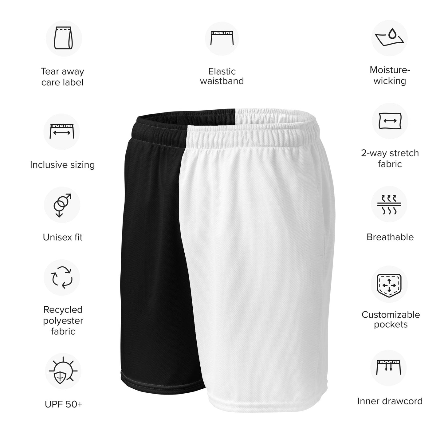 Half Black Half White - Unisex Mesh Shorts